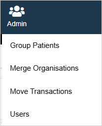 Admin menu selected with options displayed